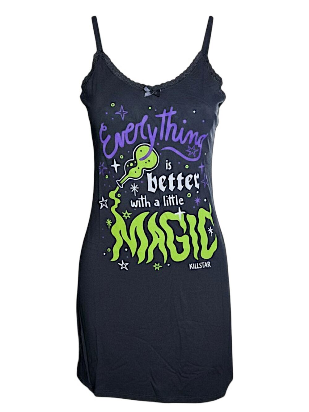 Killstar Magic Night Cami Dress XS Black Purple Celestial Graphic NWT